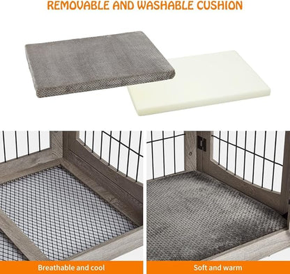 Dog Crate Furniture with Storage Drawers,39.4" Wooden Dog Crate Table with 2 Drawers,Indoor Dog Kennel with Cushion,Dog House,Dog Cage,Side End Table Crate