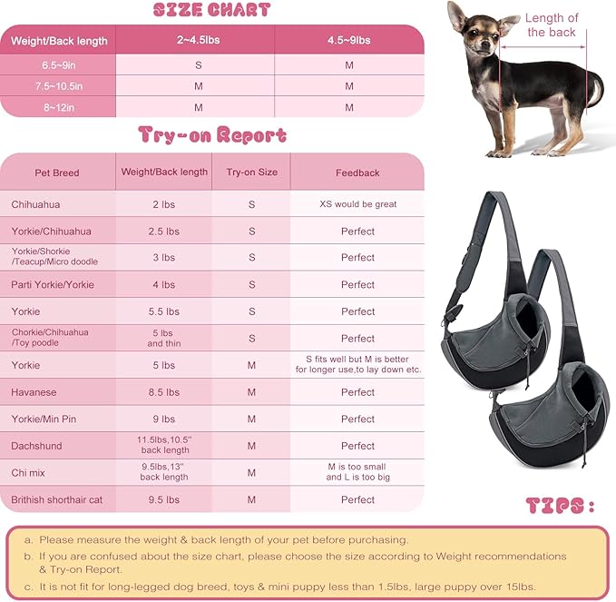 YUDODO Pet Dog Sling Carrier Mesh Hand Free Adjustable Dog Satchel Carrier Bag Papoose Crossbody for Small Medium Dog Cat Rabbit (M(up to 10 lbs), Black)