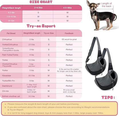 YUDODO Pet Dog Sling Carrier Mesh Hand Free Adjustable Dog Satchel Carrier Bag Papoose Crossbody for Small Medium Dog Cat Rabbit (M(up to 10 lbs), Black)