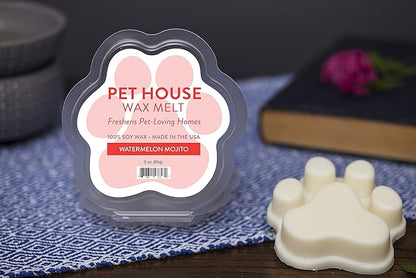 One Fur All Pet House Spring and Summer Wax Melts for Pet Odor, Natural, Plant Based Soy Wax Melts, Long Lasting Fragrance for Fresh Smelling Homes, Watermelon Mojito