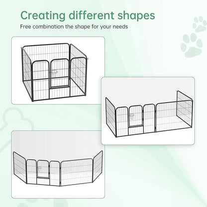 FDW Dog Playpen Kennel - 4 Panels, 24 Inch Height, Indoor/Outdoor Folding Metal Portable Puppy Exercise Pen, Heavy Duty Dog Fence for Yard, Camping - Black