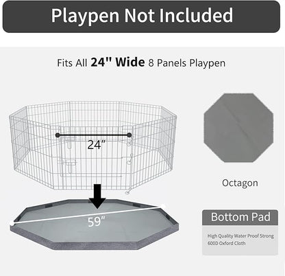 PETIME Bottom Cover Mat for Dog Playpen Pen Waterproof Pad Floor Protector for Indoor Outdoor Use Fits All 24" Wide 8 Panels Pet Exercise Play Pen (Playpen Not Included)
