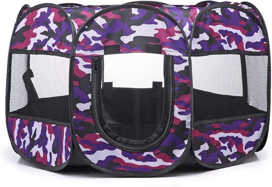 Portable Pet Playpen, 28.3" Foldable Dog Playpen for Dogie Kitten Rabbit, Exercise Playpen Tent Indoor/Outdoor Use (Violet)