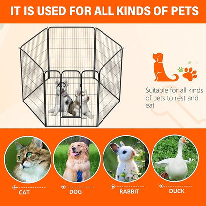FDW Dog Playpen Dog Pen Dog Kennel 6 Panels 40 Inch Height Indoor Outdoor Folding Metal Portable Puppy Exercise Pen Heavy Duty Dog Fence for Yard Camping,Black