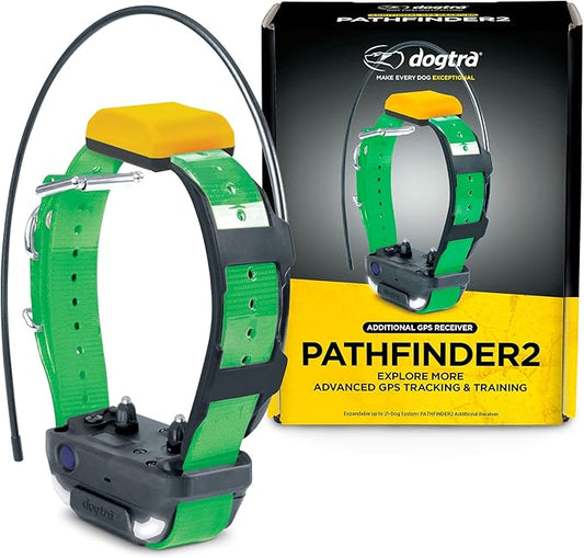 Dogtra Pathfinder 2 Additional Receiver Dog GPS Tracker e Collar Green LED Light No Monthly fees Free App Waterproof Smartwatch Control Satellite Real Time Tracking Long Range Smartphone Required