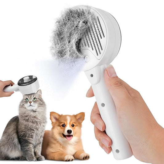 Steam Brush for Cats,3 in 1 Steamy Pet Brush Dog for Shedding for Indoor Cats,Water Brush for Cats Dogs,Spritz Defur Comb for Cats,Pet Grooming Brush Removal Comb with Spray for Cats（White）