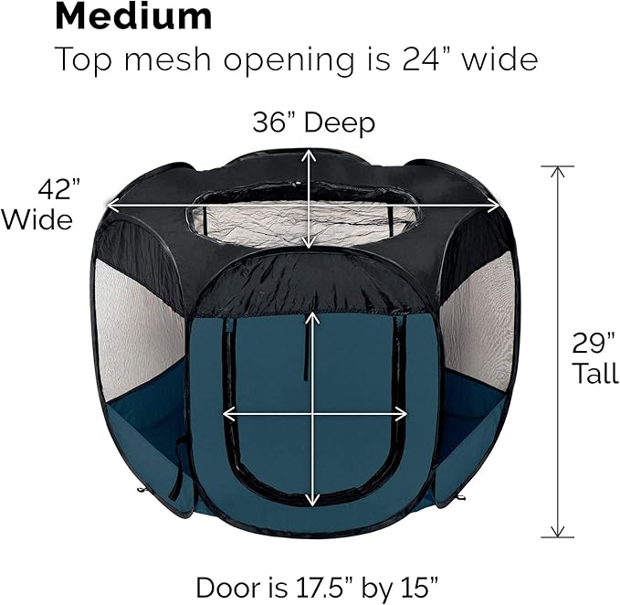 Furhaven Pop Up Playpen Pet Tent Playground - Sailor Blue, Medium