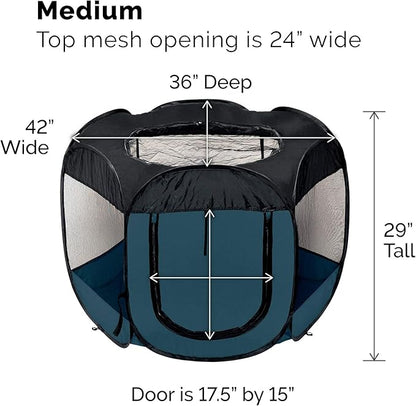 Furhaven Pop Up Playpen Pet Tent Playground - Sailor Blue, Medium