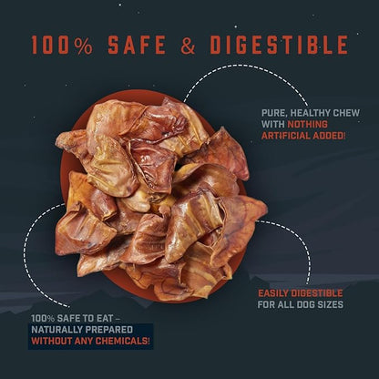 Wild Wolf USA Pig Ears (5 Pack) 100% Natural Dog Chew Treat - Sourced and Baked in The USA - Healthy, High Protein Snack