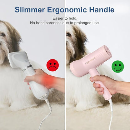 L&W BROS. Low Noise Pet Hair Dryer with Slicker Brush, Overheating Protection, Adjustable Temperature for Grooming (Pink)