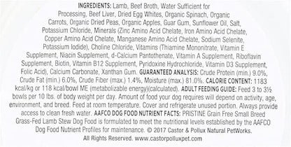 CASTOR & POLLUX Pristine Grass-Fed Lamb Stew Small Breed Dog Food, 3.5 OZ