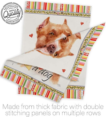 Breeze Decor Fawn Pitbull Happiness House Flag Dowel Set Dog Puppy Spoiled Paw Canine Fur Pet Nature Farm Animal Creature Decoration Banner Small Garden Yard Gift Double-Sided, Made in USA