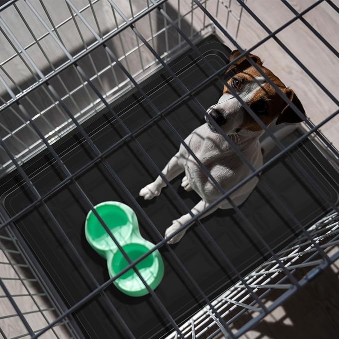 Suzile 4 Pcs Dog Crate Tray Replacement 27 x 20.5 Inches, Kennel Pan Black Plastic Bottom Floor Liners for Cat Rabbit Pets Training Cages Food Bowls Holders Accessories