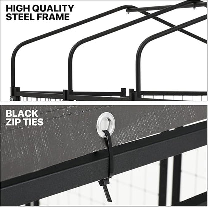 MoNiBloom Outdoor Dog Kennels for Small/Medium Dogs, Weatherproof Dog Pen Run with Cover and Rotating Feeding Door, 4.6ft High Expandable Dog Playpen for Outside Yard, 8 Panels with Powder Coating