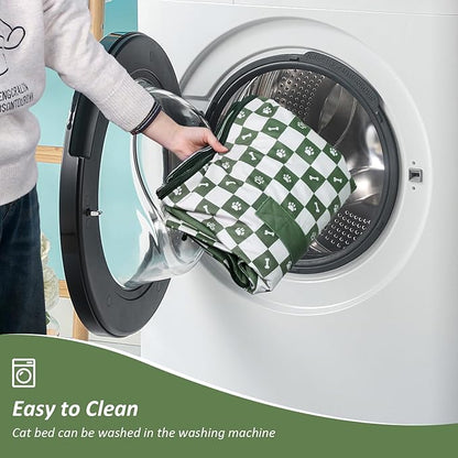 Dog House Indoor, Cozy Dog Cave Bed with Door Curtain, Cushion Mat, Removable and Washable Cover, Multi-Purpose Covered Dog Bed & Cat House for Kitten Puppy Rabbit