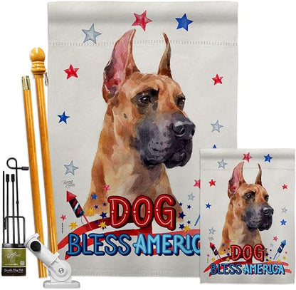 Breeze Decor Patriotic Fawn Dane Garden House Flag-Kit Dog Puppy Spoiled Paw Canine Fur Pet Nature Farm Animal Creature Decoration Banner Small Yard Gift Double-Sided, Made in USA
