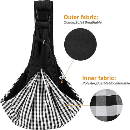 Surblue Dog Sling Carrier Bag with Hands Free Reversible Belts,Safe Comfortable Adjustable Crossbody Shoulder Outdoor Travel Pet Tote Suitable for Small Pet Cat Puppy up to 12 lb (New) (Buckle Black)