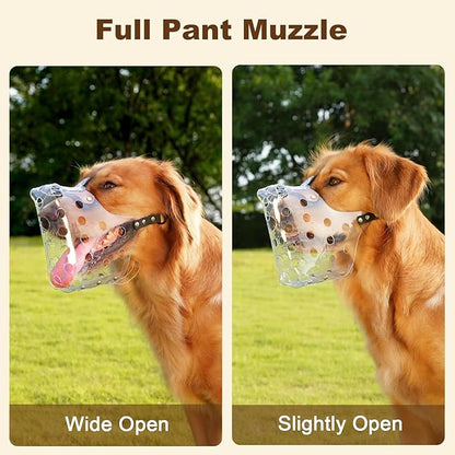 Mayerzon Dog Muzzle, Basket Muzzle for Large Medium Small Dogs, Humane Cage Mouth Guard to Prevent Biting Chewing Eating, Breathable Muzzle for Grooming Training Walking Vet Visits (M, Clear)