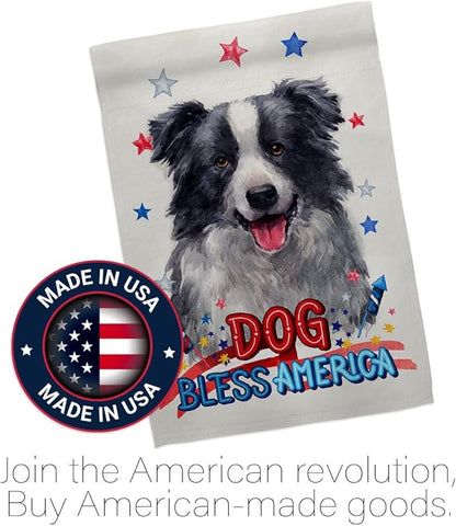 Breeze Decor Patriotic Border Collie House Flag Pack Dog Puppy Spoiled Paw Canine Fur Pet Nature Farm Animal Creature Embroidery Banner Small Garden Yard Gift Double-Sided, Made in USA
