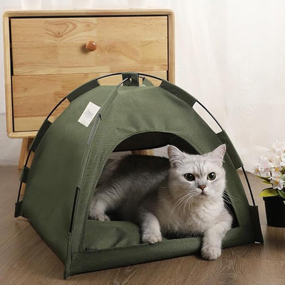 Cute Cat Teepee Cave, Cat Tent Foldable Indoor Outdoor with Thick Mat,Puppy Bed Tent,Bunny Pet Tent Teepee,Portable Dog House Teepee Tent, Cat Bed,Dog Bed Tent,Puppy Bunny,Pet Tent Teepee (I, S)