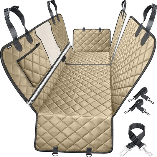 URPOWER 6 in 1 Dog Car Seat Cover, 60/40 Split Dog Seat Cover for Back Seat 100% Waterproof Dog Car Hammock Nonslip Backseat Dog Cover with Mesh Window Pet Seat Protector for Cars, Trucks and SUVs