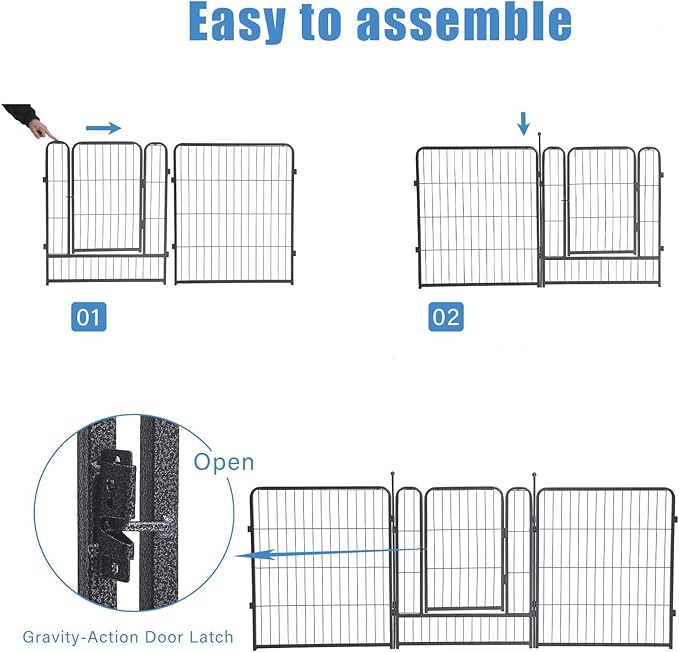 Dog Playpen, Dog Fences for The Yard, Portable Outdoor Dog Playpen for Large/Medium/Small Dogs, Foldable Metal Dog playpen, with Doors (32 Panels, 32")