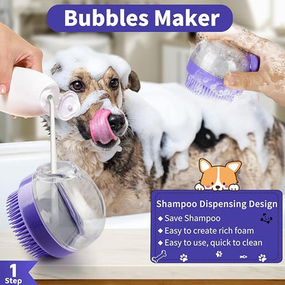 Comotech 3PCS Dog Bath Brush | Dog Shampoo brush | Dog Scrubber for Bath | Dog/Grooming/Washing Brush Scrubber (Purple Green Orange)