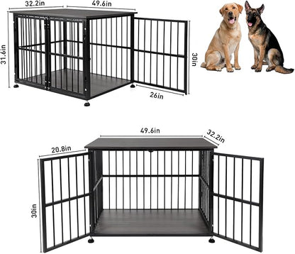 48 Inch Heavy Duty Dog Crate Furniture for Extra Large Dogs, Decorative Pet House End Table, Wooden Cage Kennel Furniture Indoor, XL XXL Dog Crate, Black