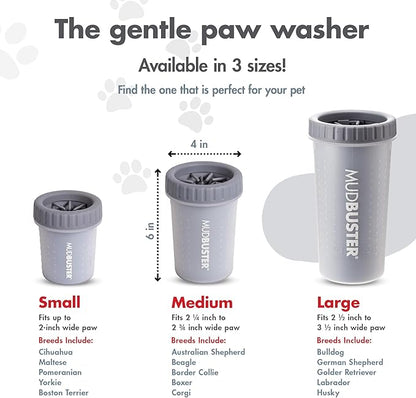 Dexas Medium MudBuster Portable Dog Paw Washer, Light Gray - Premium Quality Pet Supplies and Dog Accessories - Cleansing, Self Cleaning, Silicone - 6x6x6 Inches, 0.308 kg, 1 Count