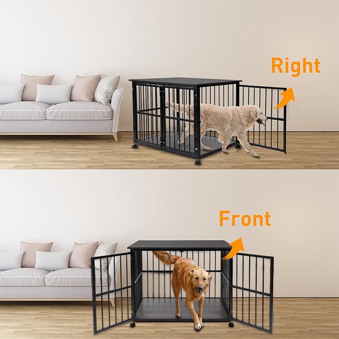 48 Inch Heavy Duty Dog Crate Furniture for Extra Large Dogs, Decorative Pet House End Table, Wooden Cage Kennel Furniture Indoor, XL XXL Dog Crate, Black