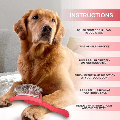 Dog Slicker Brush for Goldendoodles & Golden Doodle Brush for Grooming Kit - Dog Brush for Goldendoodle, Labradoodle, Poodles - Pet Hair Brush for Medium & Long Haired Dogs - Large(Red)