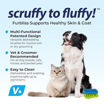 Furbliss Dog Brush for Dogs, Cats and Pets with Long Hair, Grooming Bathing Massaging Deshedding Multi-Functional Wet or Dry Silicone Brush (Long Hair Brush)