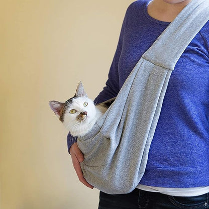 Dog Cat Sling Carrier-Reversible Puppy Carrier for Small Dogs Hands Free Pet Papoose Bag Soft Breathable Cotton Pouch and Tote Outdoor Travel Bag with a Colorful Rope Ball