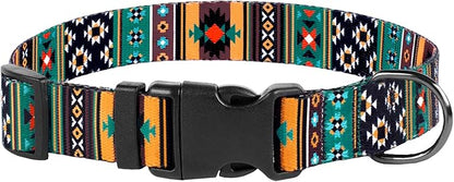 Southwest Dog Collar Tribal Pattern Adjustable Puppy Pet Collars for Small Medium Large Dogs Aztec Print (Tribal, Neck Fit 14"-18")