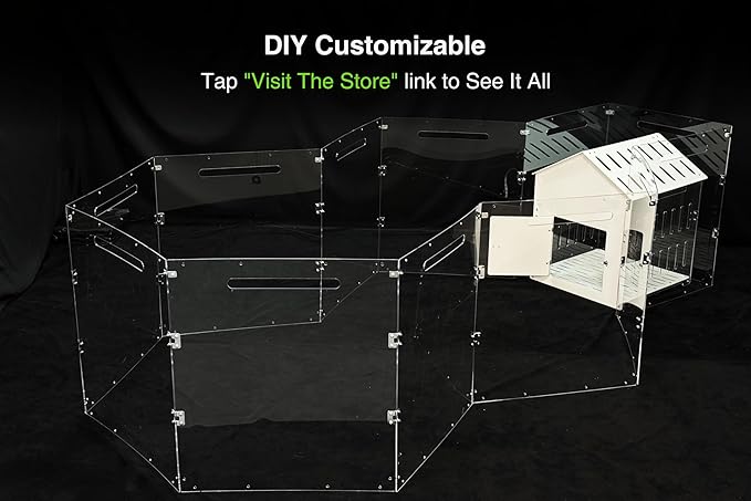 GuineaLoft™ Acrylic Folding Pet Gate and Divider – Large, Clear, Free-Standing, Foldable, Extendable, Lockable, Sturdy Enclosure for Dogs, Rabbits, Ferrets, Chinchillas - Visit The Store to See More