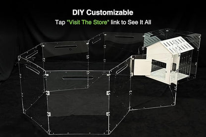 GuineaLoft™ Acrylic Folding Pet Gate and Divider – Large, Clear, Free-Standing, Foldable, Extendable, Lockable, Sturdy Enclosure for Dogs, Rabbits, Ferrets, Chinchillas - Visit The Store to See More