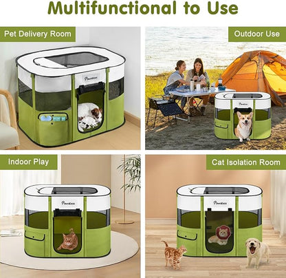 Dog Playpen, Portable Pet Playpen Cat PlayPen, 600D Oxford Dog Kennel Tent Crate, Waterproof&Breathable, Indoor Outdoor Travel Camping Use for Medium/Large Breed with Carrying Case+Folding Bowl(L)