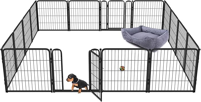 FXW Homeplus Dog Playpen for Indoor Use - Stress-Free and Safe Play, Heavy Duty 24 Inch 16 Panels Dog Pen for Puppies and Small Dogs, Black│Patented