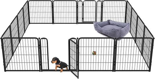 FXW Homeplus Dog Playpen for Indoor Use - Stress-Free and Safe Play, Heavy Duty 24 Inch 16 Panels Dog Pen for Puppies and Small Dogs, Black│Patented