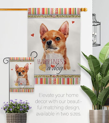 Breeze Decor Shorthair Chihuahua Happiness Garden House Flag-Kit Dog Puppy Spoiled Paw Canine Fur Pet Nature Farm Animal Creature Decoration Banner Small Yard Gift Double-Sided, Made in USA