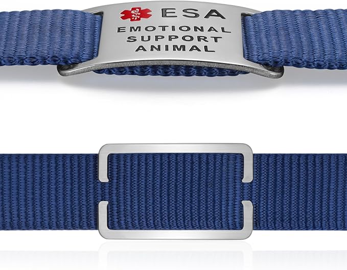 No Noise Stainless Steel K9 ESA Dog Tags, Slide on Dog Collar or Harness Quickly and Securely – Stainless Steel/Small