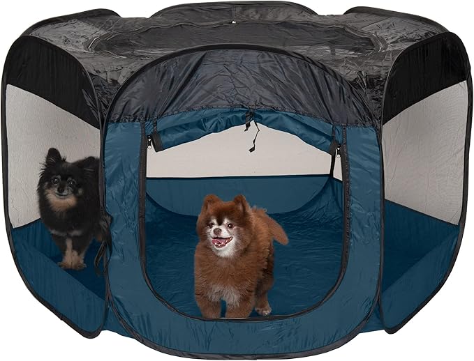 Furhaven Portable Dog Playpen Cat Tent, Pet playground/kennel foldable indoor outdoor zippered puppy crate - Sailor Blue, Extra Large