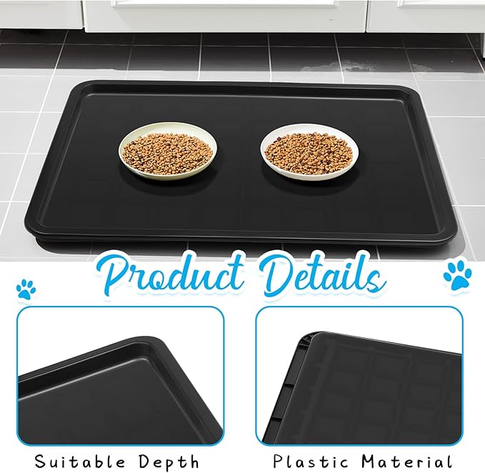 Suzile 4 Pcs Dog Crate Tray Replacement 27 x 20.5 Inches, Kennel Pan Black Plastic Bottom Floor Liners for Cat Rabbit Pets Training Cages Food Bowls Holders Accessories