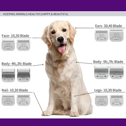 10 Pcs Detachable Pet Dog Grooming Clipper Ceramic Blade Sets,Compatible with Andis Size 40 1/100"(0.25mm),Compatible with andis/Oster A5,Wahl KM10 Series Clippers