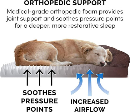 Furhaven Orthopedic Dog Bed for Medium/Small Dogs w/ Removable Bolsters & Washable Cover, For Dogs Up to 35 lbs - Quilted Sofa - Coffee, Medium