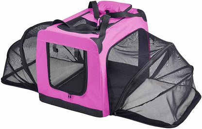 Pet Life Hounda Accordion Metal Framed Soft Folding Expandable Dog Crate - Collapsible Folding Pet Crate or Dog Kennel with Triple Expansion Room