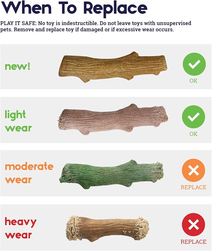 Petstages Dogwood Wood Durable Dog Chew Toys, Real Wood & Mint, 2-Pack, Large