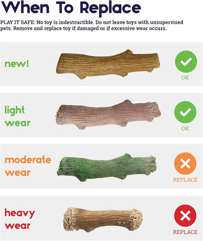 Petstages Dogwood Wood Durable Dog Chew Toys, Real Wood & Mint, 2-Pack, Large