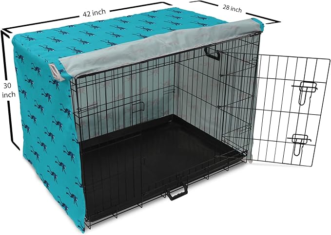Lunarable Scuba Dog Crate Cover, Repeating Diving Man Nautical Pattern, Easy to Use Pet Kennel Cover for Medium Large Dogs, 42 Inch, Sea Blue Night Blue