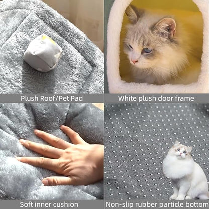 Dog House Indoor, Foldable Soft Kennel Bed Warm Cat Nest Puppy Cave with Cushion for Small Medium Large Dogs Cats (S-Within 9 lbs)